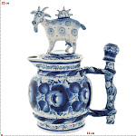 0018967 Гжель Кувшин "На зорьке.Коза" Авт. Черновы Л.и В.