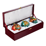 0061407-8см-3шт  Лаковая миниатюра Палех ШАРЫ в наборе (стекло)