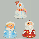 0019908/СНЕГУРОЧКА  Дымковская игрушка КОЛОКОЛЬЧИК-подвес h=ок.6см