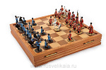 04015 Шахматы "Казаки" оловянные, доска-ц.п.дерева