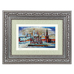 0020768/Т/42*34см  Картина "Москва. Храм Василия Блаженного.Зима" в раме ПЕРЛАМУТР