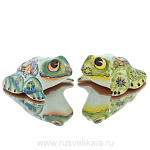 0017628 Сувенир Скульптура "ЛЯГУШКА"в красках, фарфор