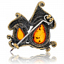 Брошь с янтарем "Грибочки", фотография 1. Интернет-магазин ЛАВКА ПОДАРКОВ