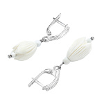  Бивень мамонта Серьги"Подснежники"серебрение