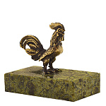 0034521/ФР Нат.камень Скульптура "Знак Гороскопа.Петух"малая  Бронза Змеевик  