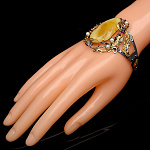 0050439/Браслет 38.89г вст.янтарь/фианит/жемч. р/п (Ag 925) 38,89