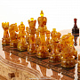Шахматы из карельской березы с фигурами из янтаря 46х46 см, фотография 3. Интернет-магазин ЛАВКА ПОДАРКОВ