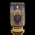 0070272 Златоуст Подстаканник "ФСБ"со стаканом и ложкой, позолота, в П/У