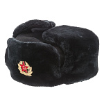 00297241-ЧЕРНАЯ Сувенир ШАПКА УШАНКА армейская с кокардой 