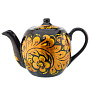 Чайник заварочный 500 мл "Золотая кудрина". Хохлома, фотография 1. Интернет-магазин ЛАВКА ПОДАРКОВ