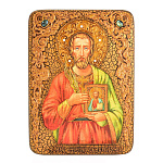 0051050/Подарочная икона "Святой мученик Евгений Севастийский" на мореном дубе 21х29 см RTI-538.m