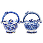 -зол Гжель КОНФЕТНИЦА "КОРЗИНКА с ручкой" в золоте