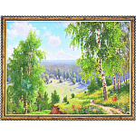0052500/1920/30*40см  Нат.камень Картина"Березовая долина" Багет №4 ПИ8