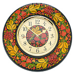 0072733  Хохлома ЧАСЫ настенные "ВЕСНА" d-32см клубника/рябина СЧК-59
