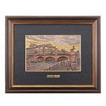 /25*32см Офорт цветной "СПБ.Вид на  Аничков мост" 