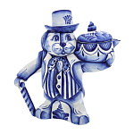 0063482 Гжель ЧАЙНИК "КРОЛИК Роджер В ШЛЯПЕ"  