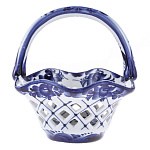 0074600 ГЖЕЛЬ Конфетница Корзина Ажурная с высок ручкой в коб 15,5*15*17 см