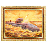 Картина янтарная "Подводная лодка" 30х40 см