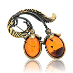 0045384/1968.4 Брошь Тюльпаны маленькие (коньячный)