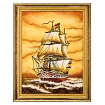 Картина янтарная "Корабль в море" 60х80 см