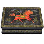0042394/13*9см Лаковая миниатюра Шкатулка "Конь" (АР Жуковская)  (п812)