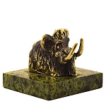 28026/ФР Нат.камень СКУЛЬПТУРА "Мамонтенок" Змеевик, Бронза