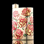 14946/2.5.003 Серебро 925° Фляга с крышкой "ЦВЕТЫ"  эмаль/стекло 148,5