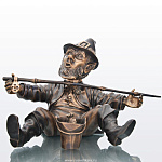 0028622 Бронза Скульптура "Гном-рыбак" патиниров. 