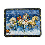 202789 ШКАТУЛКА с росписью "ТРОЙКА.ЗИМА" 9,5*7,5*3,5 см 