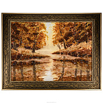 Картина янтарная "Рассвет в лесу" 78х98 см