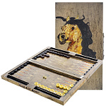 0039150 !!!СУПЕР-ЦЕНА!!! Нардовая доска 640*600*80 "Арабская лошадьТОТЕМ"кейс(янтарь, мореный дуб)