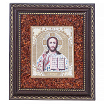 Настенная янтарная икона "Господь Вседержитель" 19х22 см