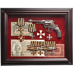 0024217/СН ПАННО-КОЛЛАЖ"Наган с георгиевск. наградами"в футляре, 0206016041 