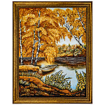 Картина янтарная "Пейзаж. Заводь с лодкой" 60х80 см