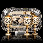 0059030/21590 Златоуст НАБОР питейный:ЛОТОК+3 рюмки Тюльпан ДРАКОН NAW-21590