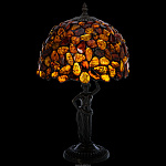 Настольная лампа из янтаря и бронзы. Высота 46 см