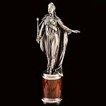 0060471 Нат.камень Скульптура "ИМПЕРАТРИЦА ЕКАТЕРИНА ВТОРАЯ" Обсидиан, латунь, с серебрением