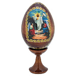 0076700/7см ЯЙЦО ПАСХАЛЬНОЕ С ЛИКОМ 'ВОСКРЕСЕНИЕ ХРИСТОВО"на подставке 11см  (дерево)