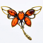 0058497/2196.4 Брошь Стрекоза Грация (коньячный)