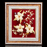 0055397-НП КАРТИНА ЯНТАРНАЯ "Лилии" на бархате, паспарту 43,5*38,5см, дв.багет пластик