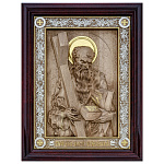 0070807 ИКОНА в киоте "АНДРЕЙ ПЕРВОЗВАННЫЙ" береза, поталь 38*34 см