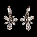 821619/6,89г  Серебро 925* СЕРЬГИ вст.фианит/позолота