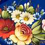 Поднос расписной "Цветы" синий 33х23 см, фотография 2. Интернет-магазин ЛАВКА ПОДАРКОВ