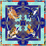 500013 Сувенирный платок "Русские сезоны. Леон Бакст", 90*90, 70% шёлк 30% вискоза МД Нины Ручкиной