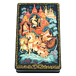 0074657 Лаковая миниатюра Шкатулка "Была бы только тройка" 20*12 см 82