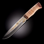 0049613 Златоуст Нож разделочный Браконьер (береста) золото