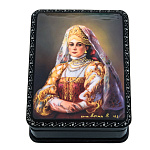 0076072 Шкатулка с росписью  "Женский портрет " 9,5*7,5*3 см