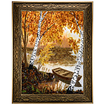 Картина янтарная "Летний вечер у реки. Лодка" 60х80 см