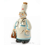 0016039-0,05л Фарфор МИНИ-ШТОФ"Игрушка-Доктор"в цвете и золоте 0,05л в комплекте 