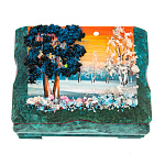 0074914/1087 Нат кмень ШКАТУЛКА ЗИМА с камен крошкой 140*100*80 мм